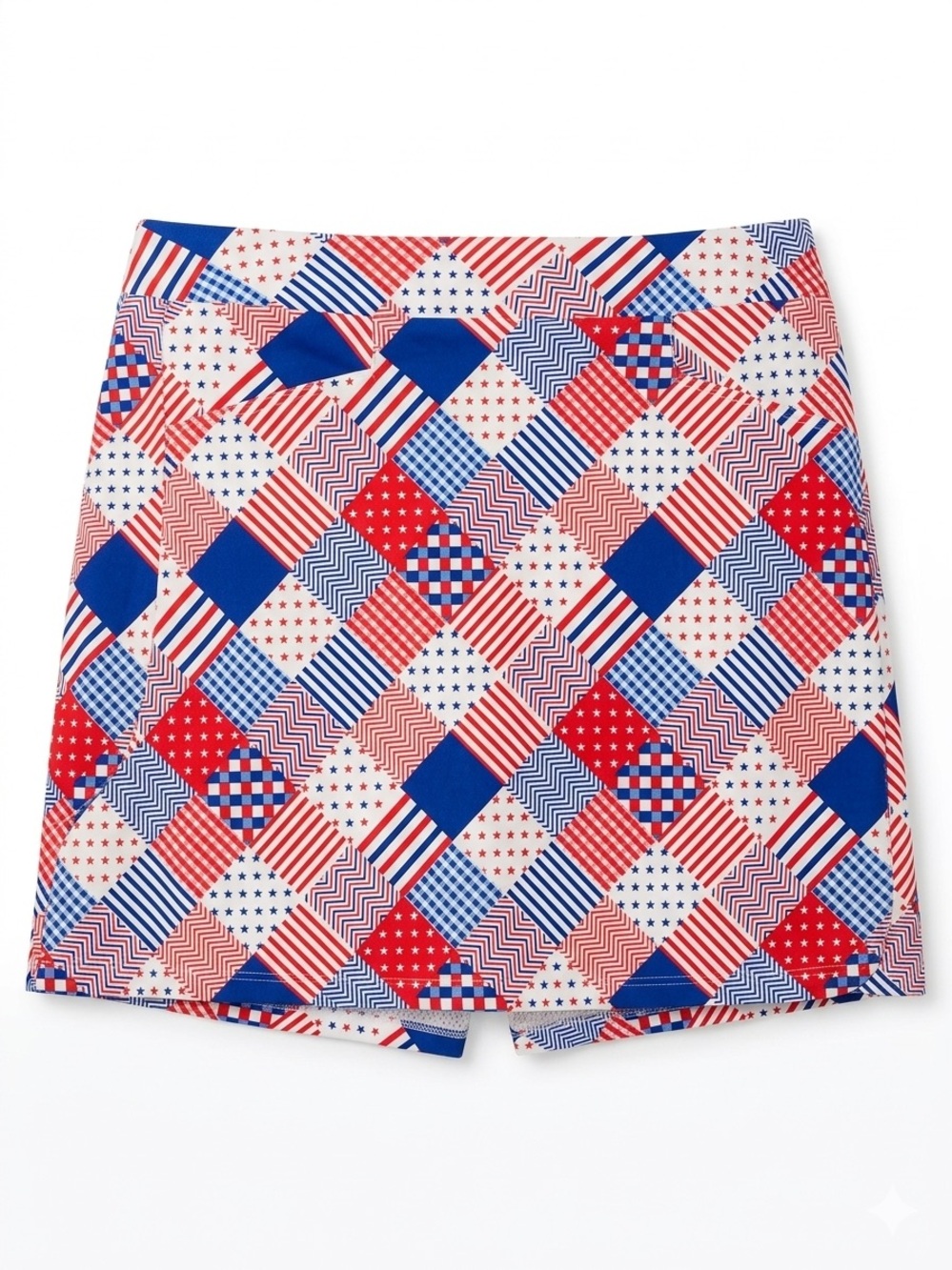 Kate Park Patriotic Patchwork Skort Red White Blue Stars Stripes Americana 1X